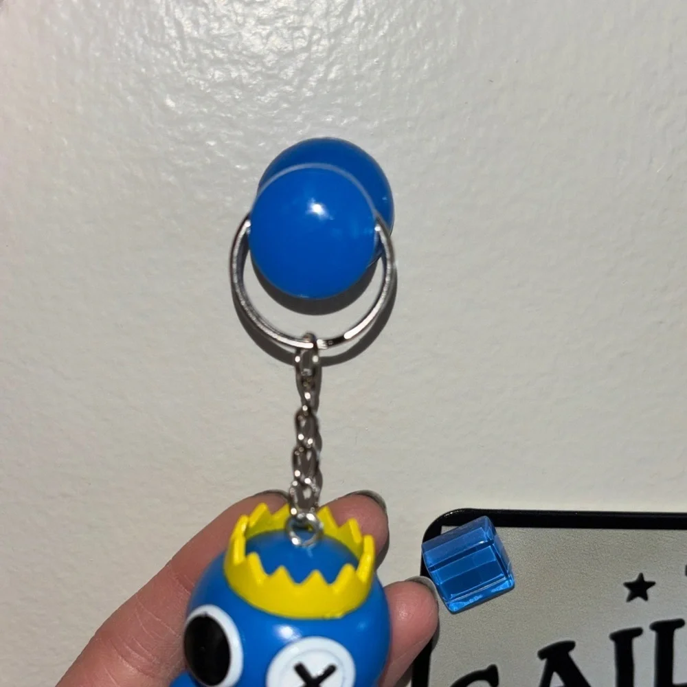 Rainbow friends keychain purse charm blue monster figurine accessory